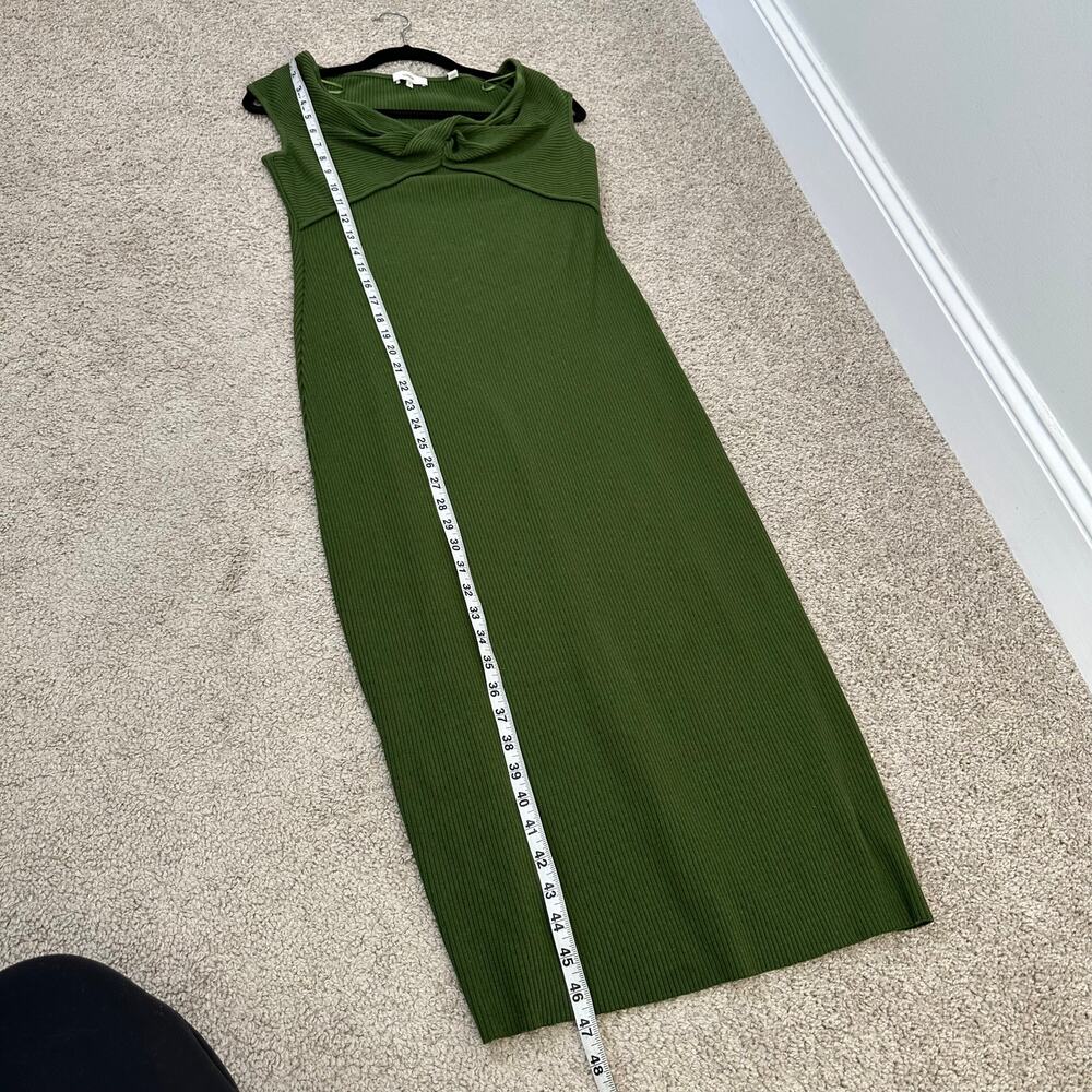 Vince  Ribbed Twist Dress In Dark Herb Green - Picture 12 of 12